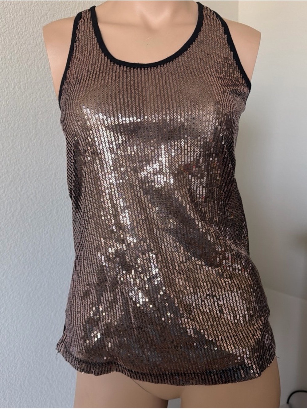 Forever 21 Sequined Tank Top — Bronze Shimmer Small